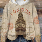 London Famous Sights Print Hoodie