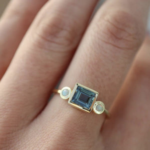 Vintage Blue Crystal Ring Set