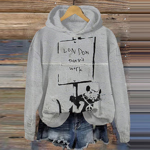 London Doesn't Work Street Art Print Casual Hoodie