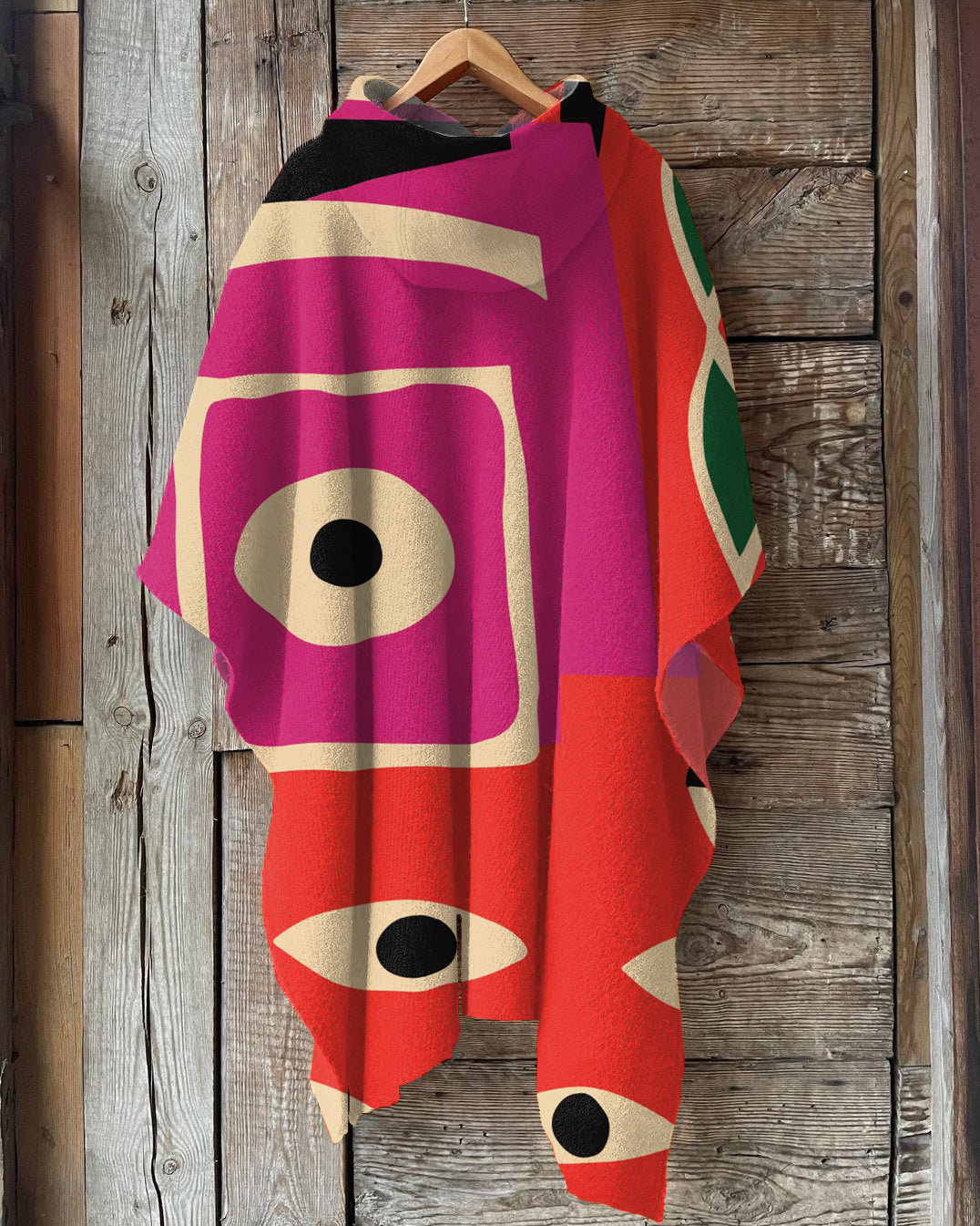 Retro Abstract Art Print Hooded Cape