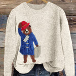 Movie Traveling Bear Felt Cozy Knit Sweater