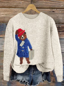 Movie Traveling Bear Felt Cozy Knit Sweater