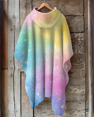 Colorful Christmas Girl Hooded Warm Shawl Cape