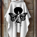 Butterfly Afro Lady Woman Hooded Warm Shawl Cape