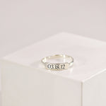 Custom Delicate Dainty Bar Date Ring