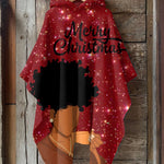 Christmas Coffee Woman Hooded Warm Shawl Cape