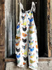 Cute Farm Floral Chicken Pattern Linen Blend Comfy Jumpsuit