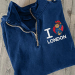 I Love London Bear Embroidered Zip Up Sweatshirt