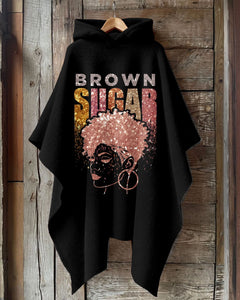 Afro Woman Brown Sugar Hooded Warm Shawl Cape