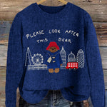 Bear London Scenery Embroidered Cozy Knit Sweater