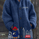 Bear London Scenery Embroidered Cozy Hooded Cardigan