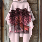 Happy Afro Girl Hooded Warm Shawl Cape