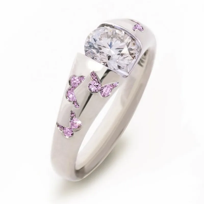 Vintage Purple Butterfly Zirconia Ring