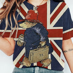 Bear Flag Print Crew Neck Casual T-Shirt