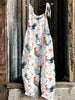 Farm Rooster Flower Print Casual Loose Jumpsuit