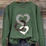 Heart/Cordate Print Valentine's Day Casual Sweatshirt