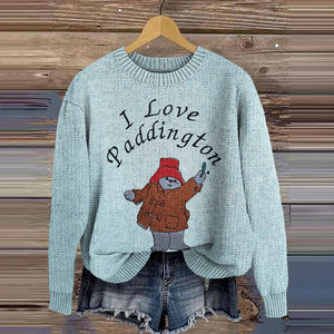 I Love Bear Knitted Pattern Sweater