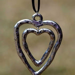 DOUBLE HEART-SHAPED BROWN LEATHER LONG NECKLACE