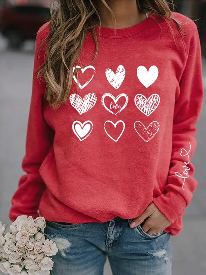 Women's Valentine's Day Nine Palaces Love Heart Casual Sweatshirt