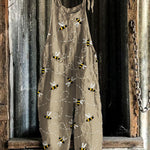 Flying Bees Embroidery Pattern Casual Jumpsuit