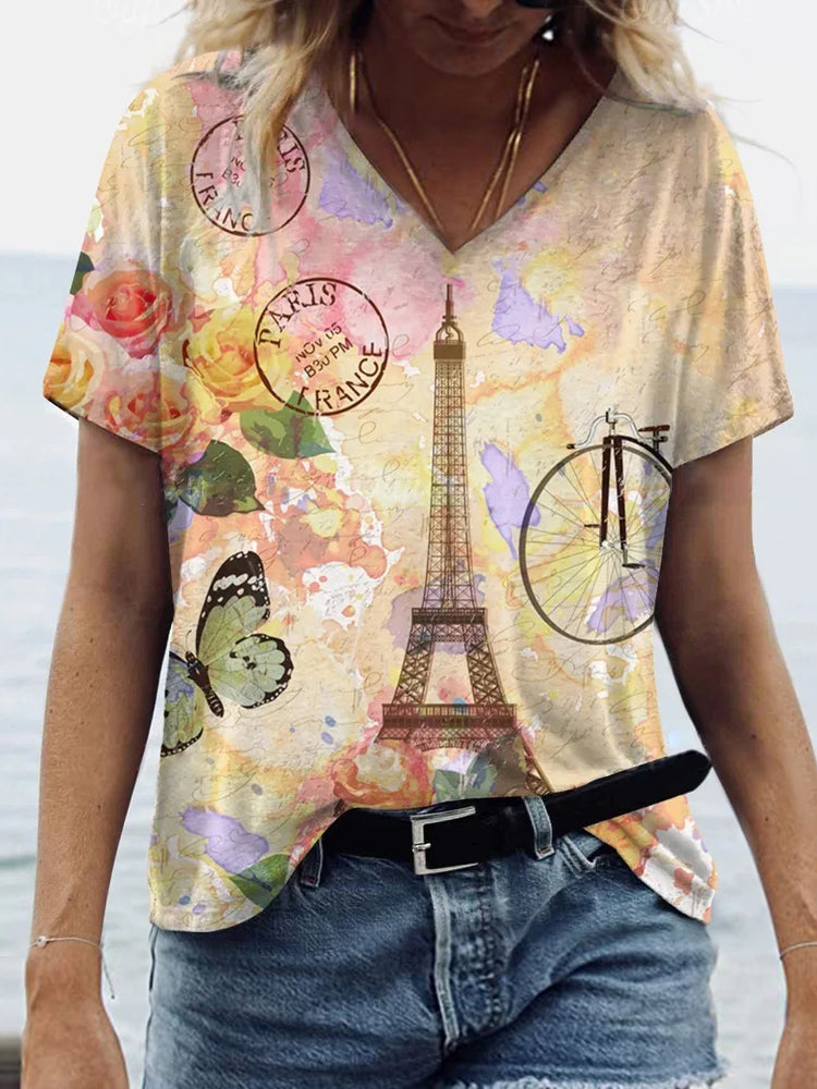 Butterfly Elfi Tower Paris Print Women's T-Shirt