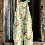 Farm Chicken Print Loose Jumpsuit