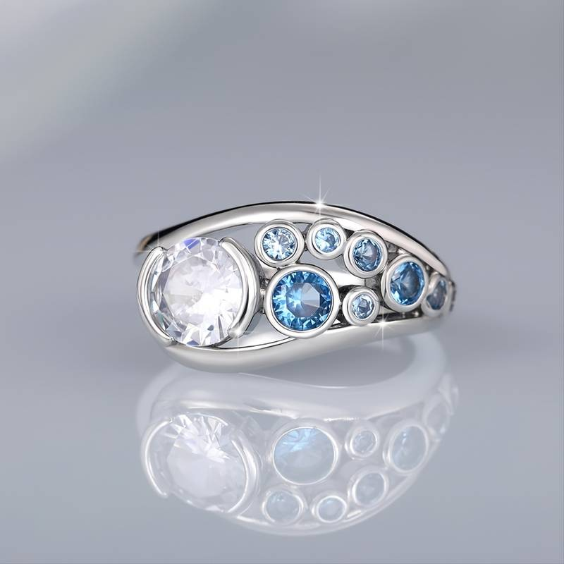 Vintage Silver & Blue Zirconia Ring