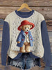 London Bear Print Casual Contrast Sweatshirt