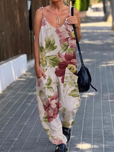 🔥Buy 3 Get 10% Off🔥Women's Stylish Botanical Floral Design Casual Pocket Jumpsuit