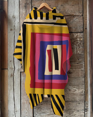 Retro Abstract Art Print Hooded Cape