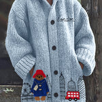 Bear London Scenery Embroidered Cozy Hooded Cardigan