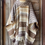 Bohemian Striped Tassels Hooded Warm Shawl Cape